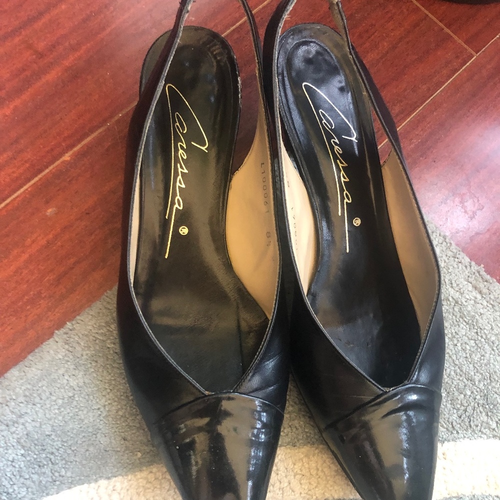 Caressa leather sling back pumps
